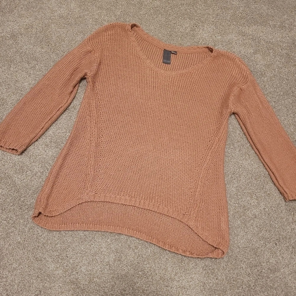 Quinn Women's Peach Knit Crochet Sweater Size Medium